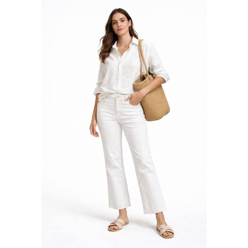Banana Republic White Mid Rise Crop Flare Jeans 29L NWOT QuietLuxury Minimalist